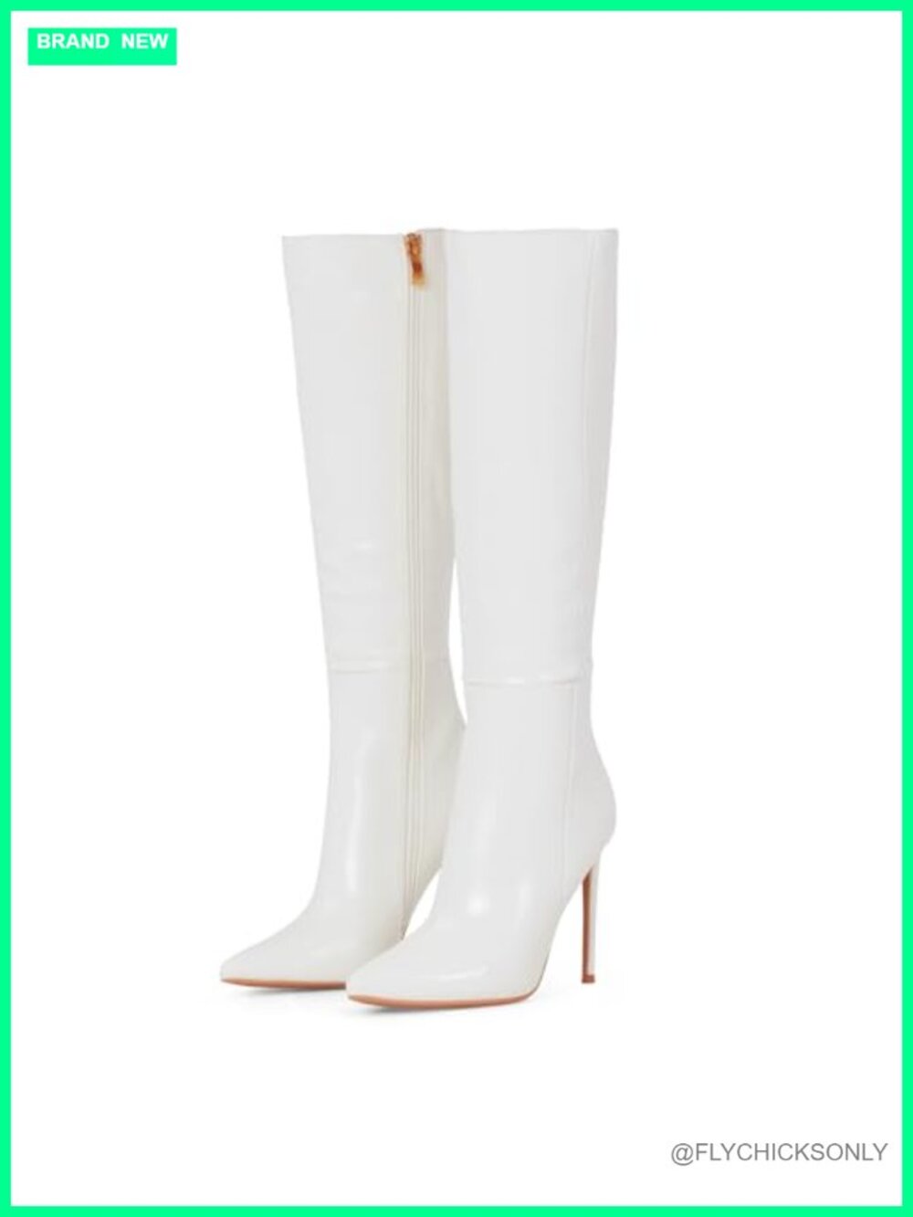 Knee High Stiletto Heeled Boots Pointed Toe Faux Leather Fall Winter Dress